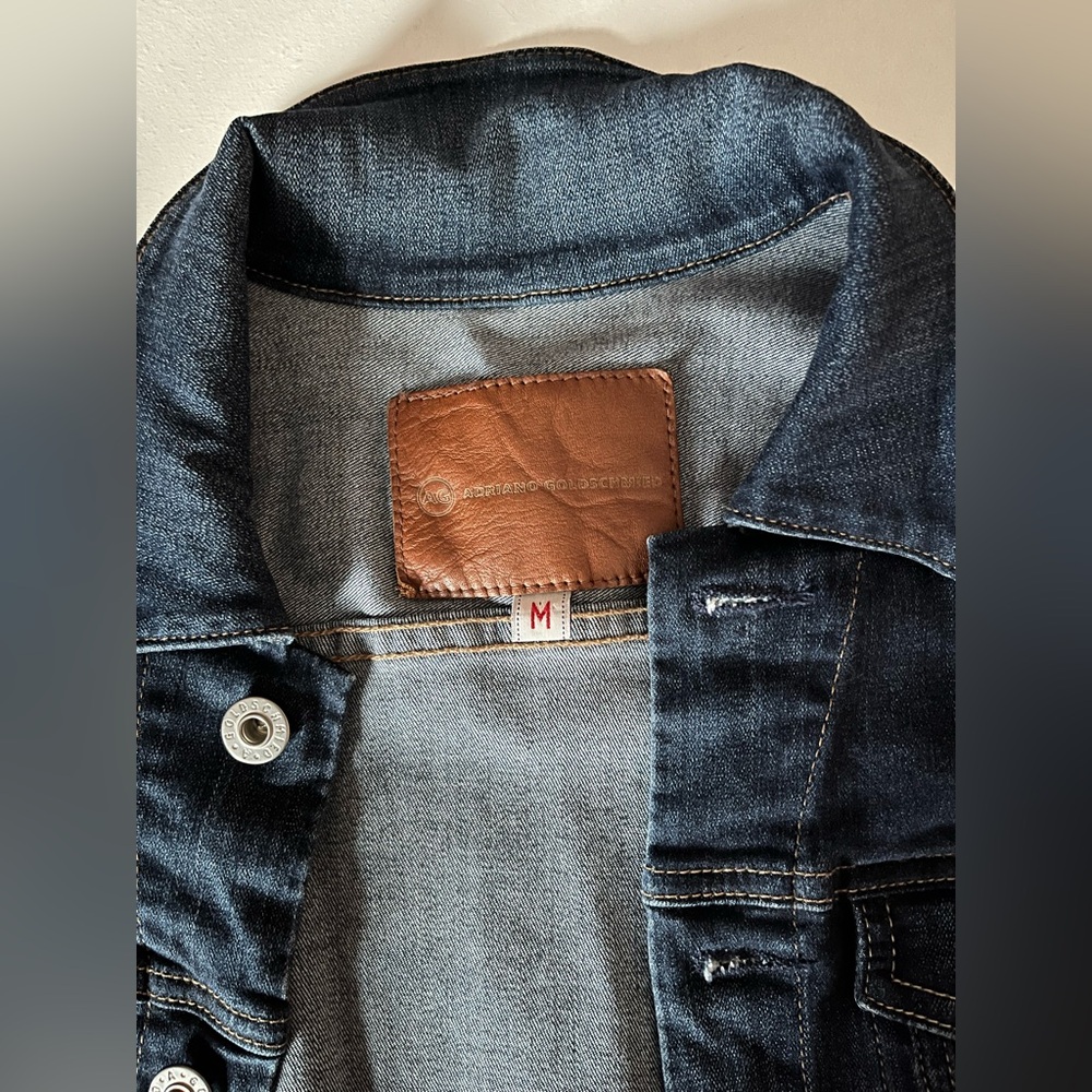 AG Adriano Goldschmied Robyn Blue Jean Jacket w/contrast stitching lightweight M - Picture 2 of 8